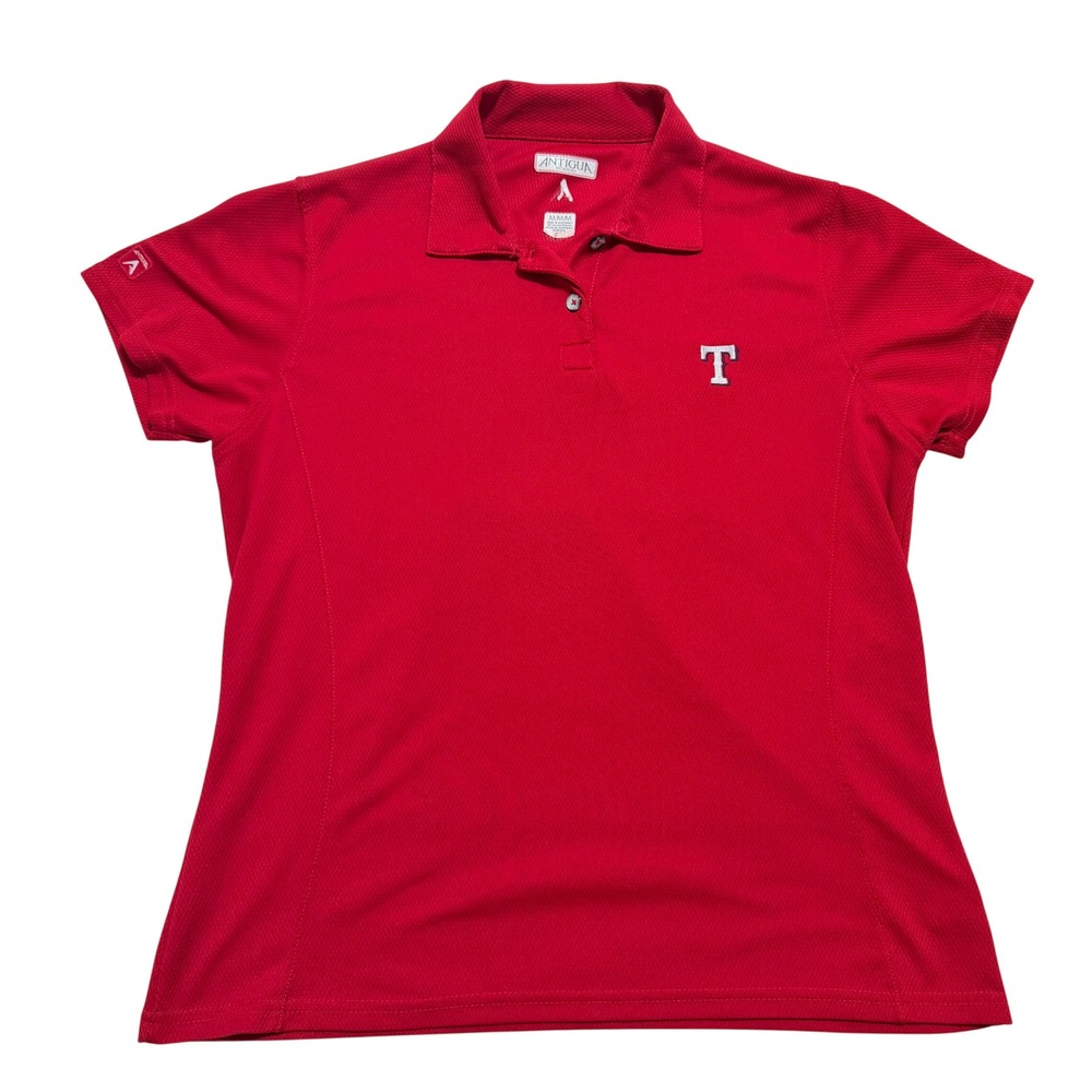 Antigua Polo Shirt Womens Medium Red Excellent Texas Rangers MLB Sporty Short Sl